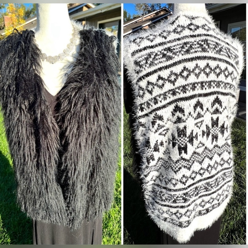 Easel Fluffy Vest / Contrasting Back
